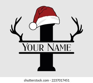 Christmas, Separate Letter Santa Hat, Alphabet, Monogram, for printing greeting cards, screen printing t-shirts, mugs etc