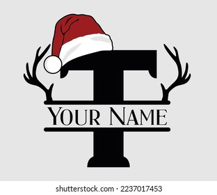 Christmas, Separate Letter Santa Hat, Alphabet, Monogram, for printing greeting cards, screen printing t-shirts, mugs etc