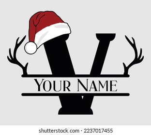 Christmas, Separate Letter Santa Hat, Alphabet, Monogram, for printing greeting cards, screen printing t-shirts, mugs etc