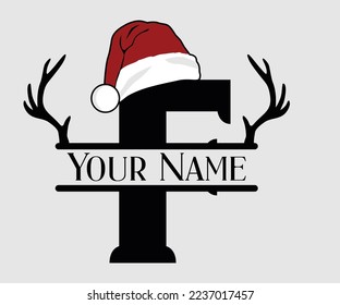 Christmas, Separate Letter Santa Hat, Alphabet, Monogram, for printing greeting cards, screen printing t-shirts, mugs etc