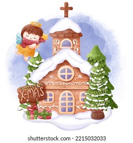 Christmas Series Cute Little Angel Illustration