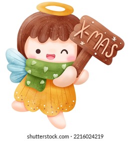 Christmas Series Cute Little Angel Illustration