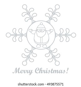 Christmas series: nice picture with Santa Claus in a snowflake in a linear style on a white background.