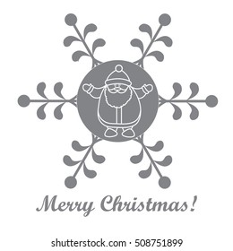 Christmas series: nice picture with Santa Claus in a snowflake in a linear style on a white background.