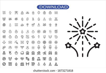 christmas set 100 icon or logo premium isolated sign symbol vector illustration - high quality black style vector icons.