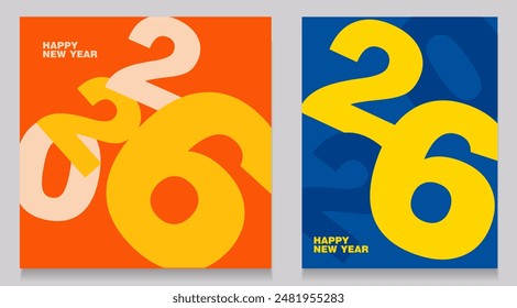 Christmas Set 2025 Year with Number, Geometric Stripe in the Green, Black, Pink, Orange Colors. Background Modern Abstract Xmas Discount for Social Media, Card, Poster, Banner, Cover.