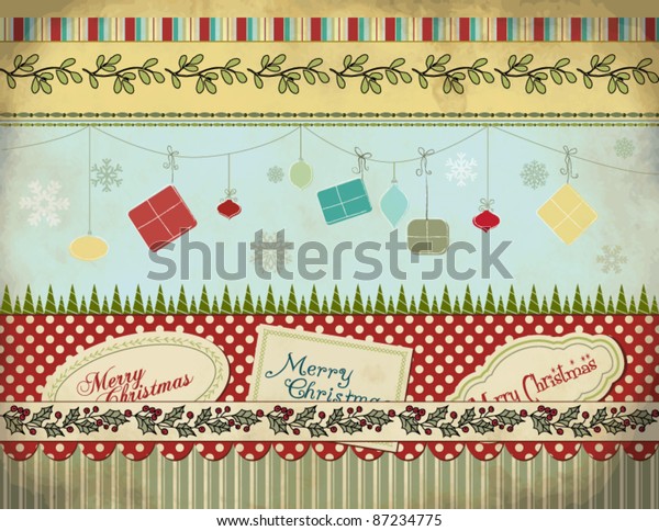 Christmas Set: Background, Borders, Labels, Gifts\
and Ornaments, Gypsy\
Style