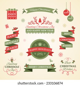 Christmas set. Badges, labels and other decorative elements.