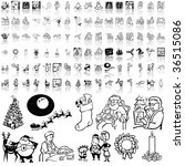 Christmas set of black sketch. Part 4. Isolated groups and layers.