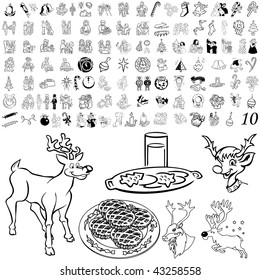 Christmas set of black sketch. Part 103-30. Isolated groups and layers.