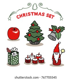Christmas set with candles and gifts in vector graphic images