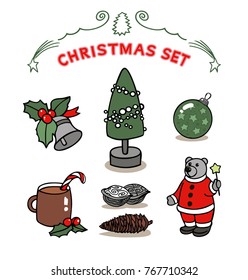 Christmas set with candles and gifts in vector graphic images