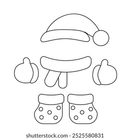 Christmas set with clothes Santa Claus in black and white