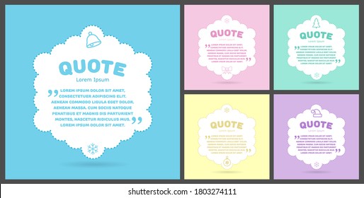 Christmas set of colored quote blocks for statements or comments on a white background. Speech bubble templates with space for text 