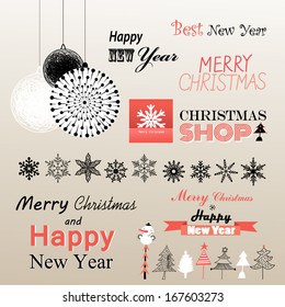 Christmas set - congratulations and elements 