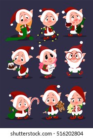 Christmas Set of Cute Santa's Helpers