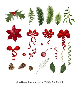 
Christmas set of decorative elements. Isolate on white background. Isolate, vector illustration.