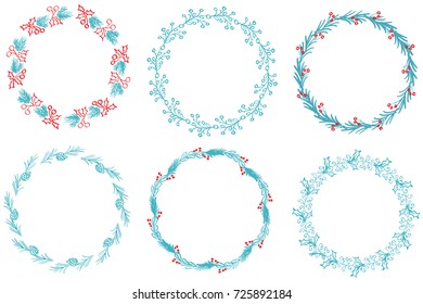 christmas Set of Decorative Round Frame and Borders Art. Calligraphy Vector illustration EPS10