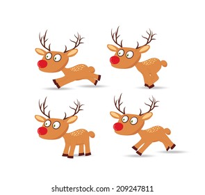 Christmas set of deers and hat for design