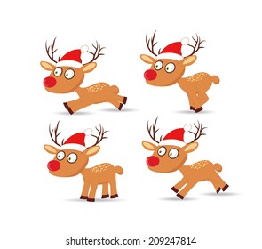 Christmas set of deers and hat for design