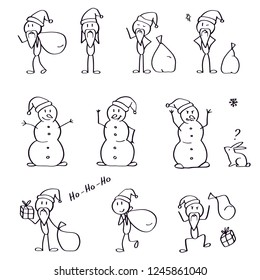 Christmas set doodle figures