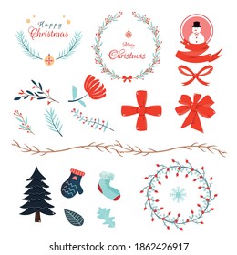 Christmas set elements free vector. EPS 10