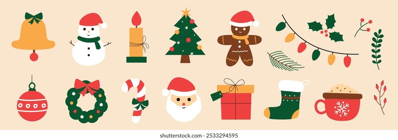 Christmas set of elements. Christmas icons. 