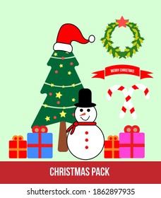 ilustración de diseño plano de conjunto de navidades
