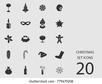 Christmas set of flat icons. Simple vector illustration