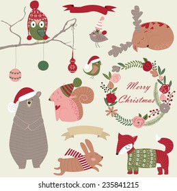 Christmas set of forest animals
