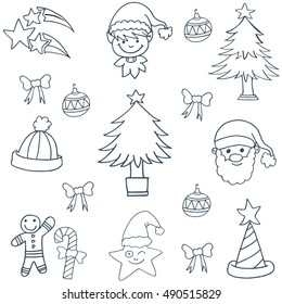 Christmas set hand draw of doodle vector art