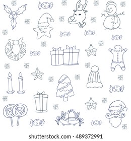 Christmas set hand draw doodles vector art illustration