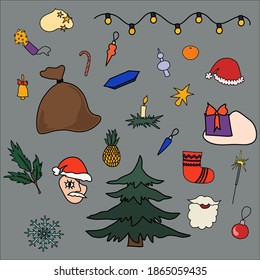 Christmas set of hand drawn doodle object.
Abstract contemporary modern vector illustration. ESP 10.