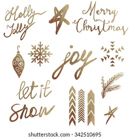 Christmas set with hand drawn stickers, banners, labels, tags and winter Christmas Illustrations. Template for New 2016 Year Cards, Scrapbooking, Stickers, Planner, Invitations.