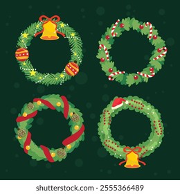 Christmas Set of Hand Drawn Style Graphic Elements - Cute Objects Snow and Other Elements Vector Illustration