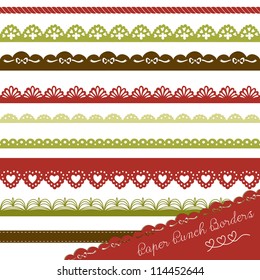 Christmas Set of hand-drawn Lace Paper Punch Borders