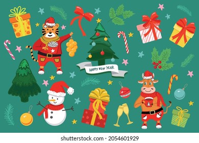Christmas set, happy new year.