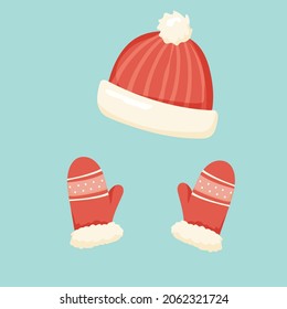 Juego de sombreros y mitones de Navidad