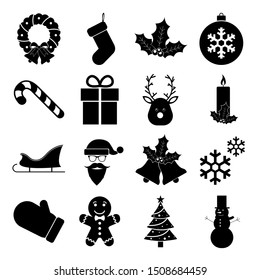 Christmas Set icon, logo isolated on white background