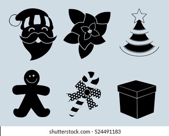 Christmas set of icons collection silhouette