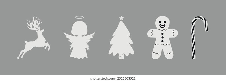 Conjunto de Navidades. Iconos de Navidades. Felices Navidades. Vector sobre fondo blanco.