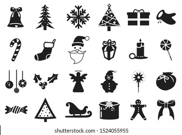 Christmas set of icons on a white background. Vector illustrations.