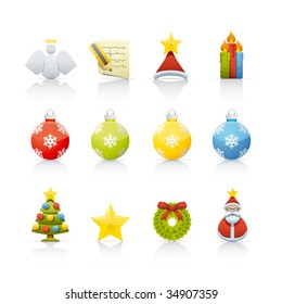 Christmas Set of icons on white background in Adobe Illustrator EPS 8 format for multiple applications.