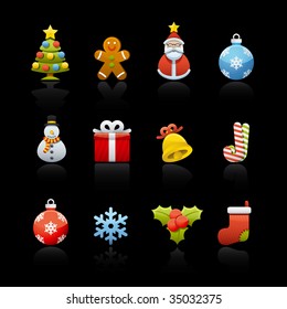 Christmas Set Of Icons On White Background In Adobe Illustrator EPS 8 Format For Multiple Applications.