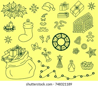 Christmas set icons vector illustration sketch