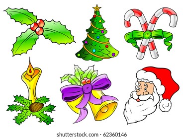 christmas set isolated on the white