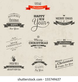 Christmas set - labels, emblems and decorative elements