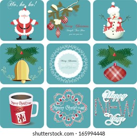 Christmas set, labels, emblems and decorative elements