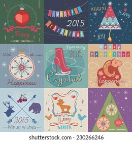 Christmas set - labels, emblems and decorative elements.