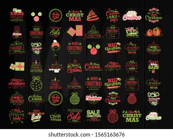 Christmas set labels, emblems and other decorative elements,Typographic  Labels, Badges and Logos